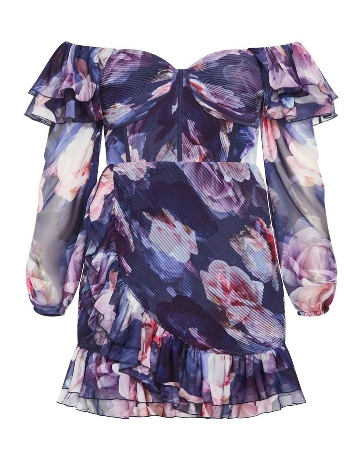 Crysta Frill Floral Mini Dress in Violet image 5