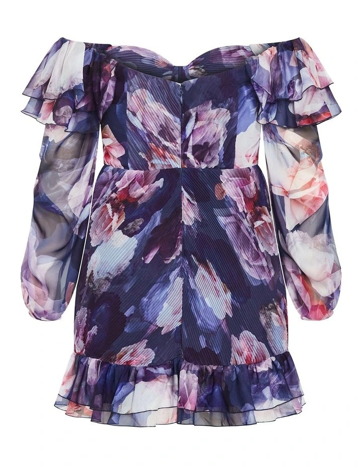 Crysta Frill Floral Mini Dress in Violet image 6