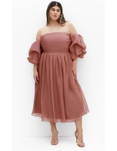 Taliyah Off Shoulder Dress in Rose Quartz