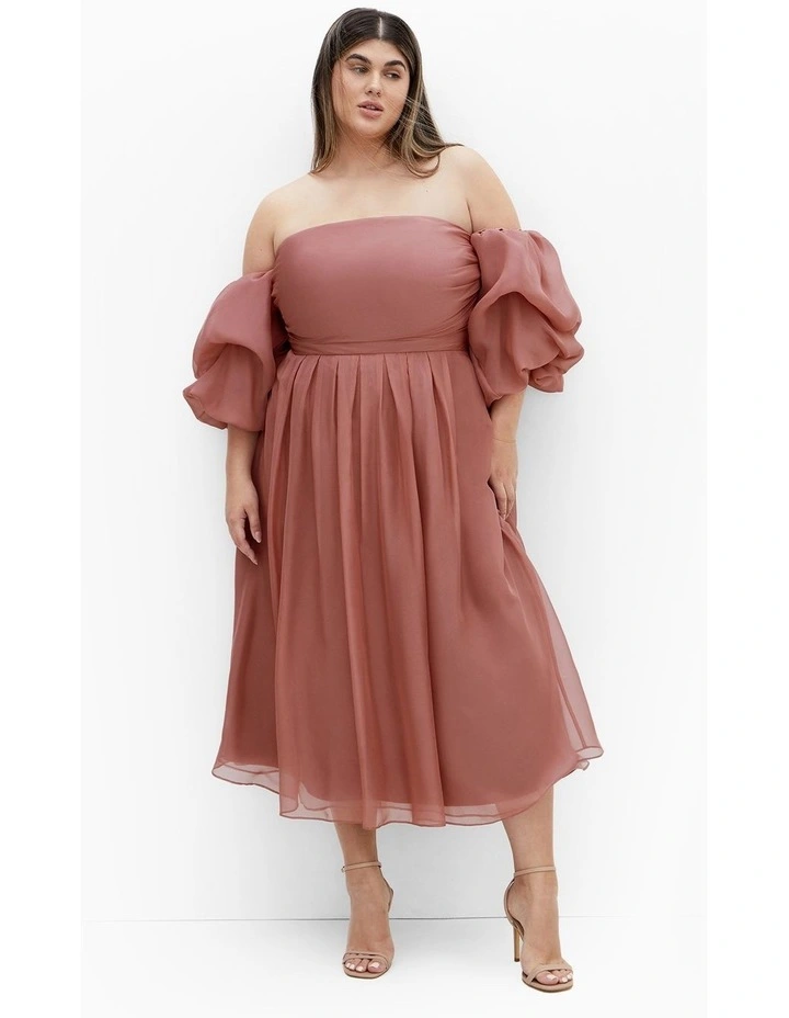 Taliyah Off Shoulder Dress in Rose Quartz image 1