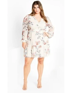 Kiki Posie Print Mini Dress in Ivory