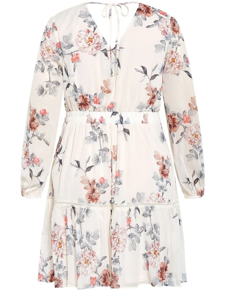 Kiki Posie Print Mini Dress in Ivory image 4