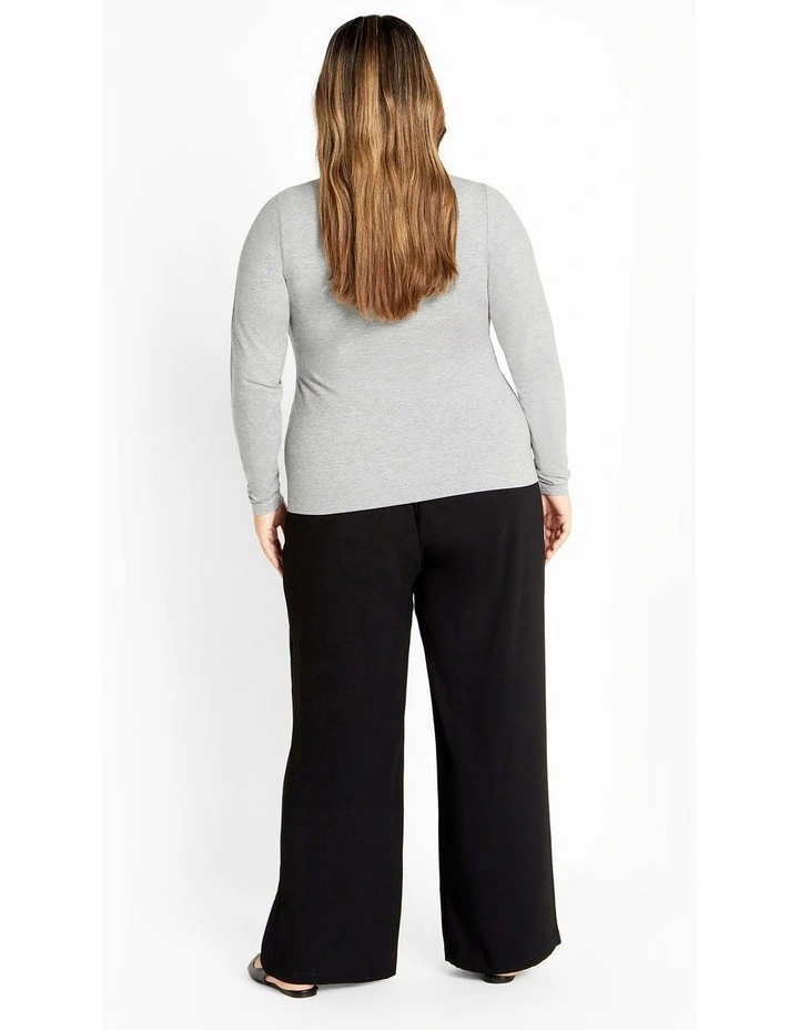 Annie V Neck Top in Light Grey Marle image 2