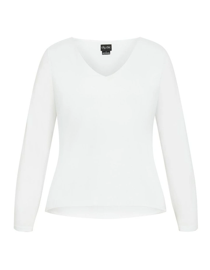 Annie V Neck Top in White image 3