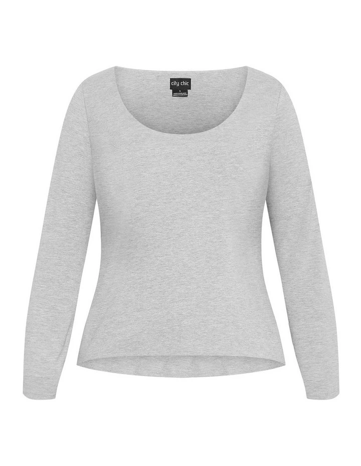 Liz Scoop Top in Light Grey Marle image 3