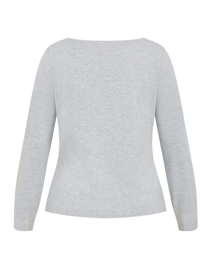 Liz Scoop Top in Light Grey Marle image 4