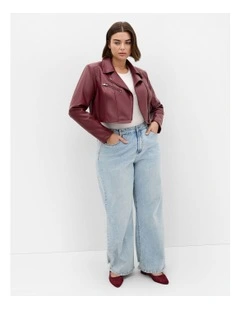 Amira Faux Leather Jacket in Dark Cherry