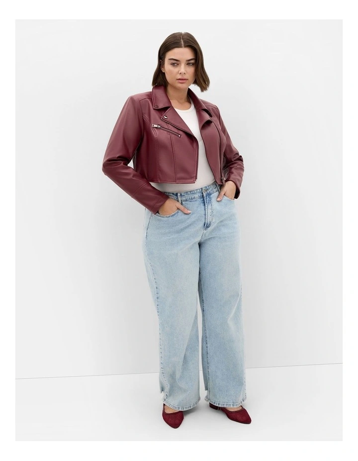 Amira Faux Leather Jacket in Dark Cherry image 1