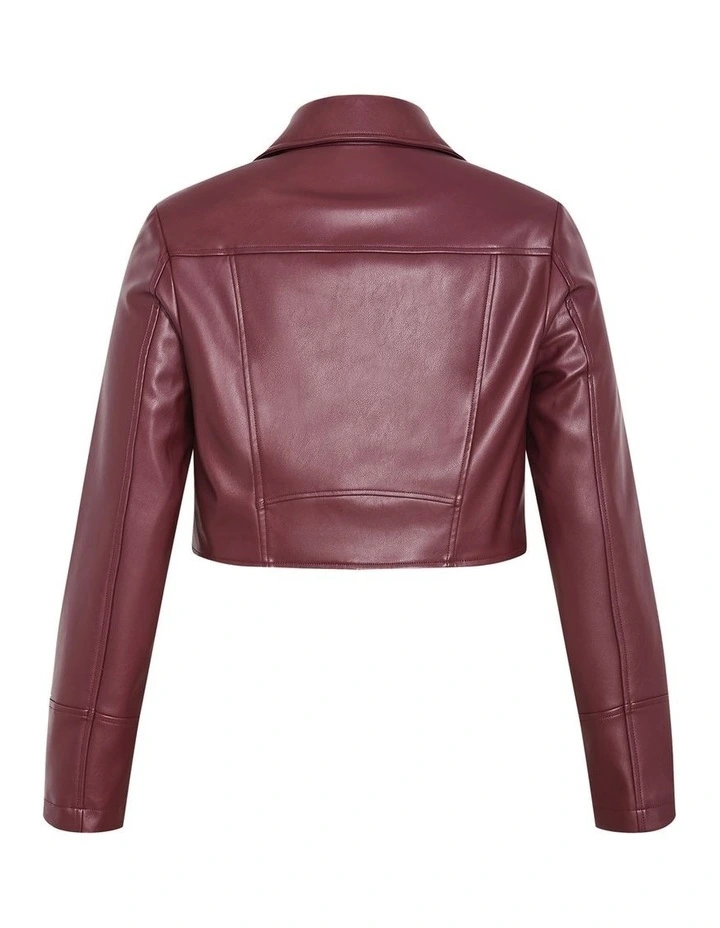 Amira Faux Leather Jacket in Dark Cherry image 4