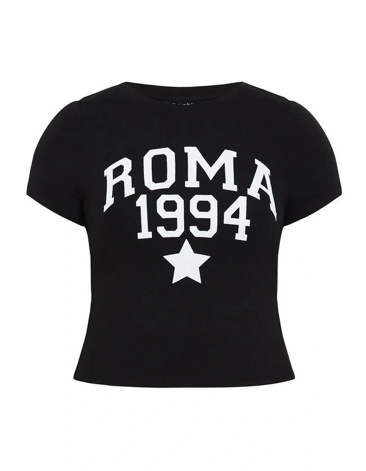 Micro Roma Print Tee in Black image 4