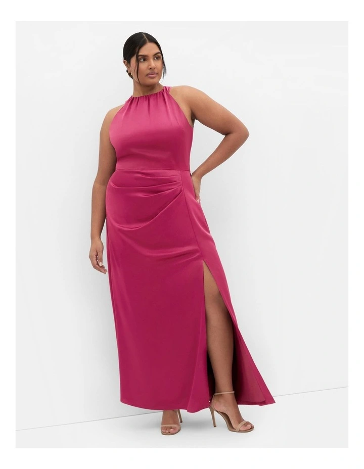 Celina Halter Maxi Dress in Bordeaux image 1