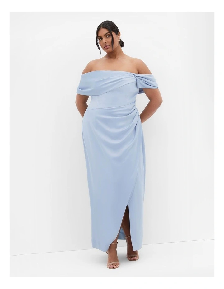 Paloma Off Shoulder Maxi Dress in Dusty Blue image 1