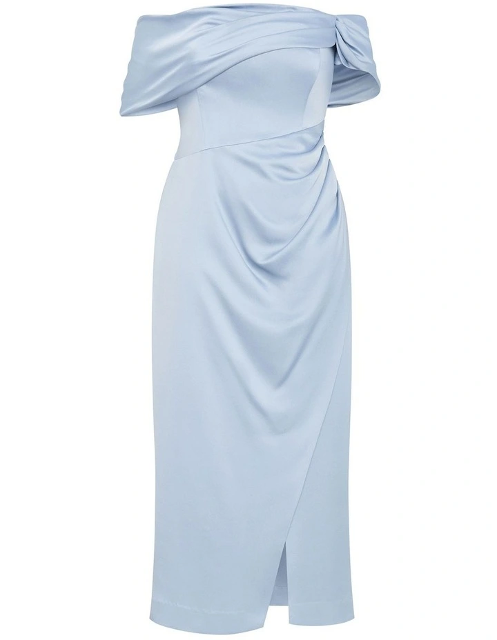 Paloma Off Shoulder Maxi Dress in Dusty Blue image 3