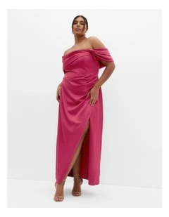 Paloma Off Shoulder Maxi Dress in Bordeaux