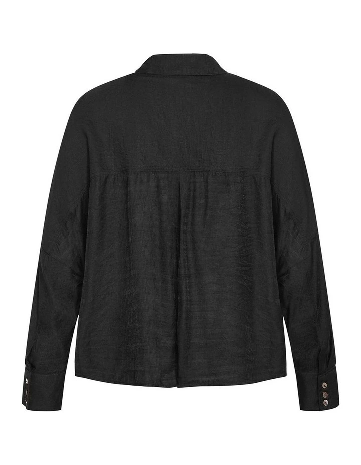 Crop Long Sleeve Shirt in Black image 4