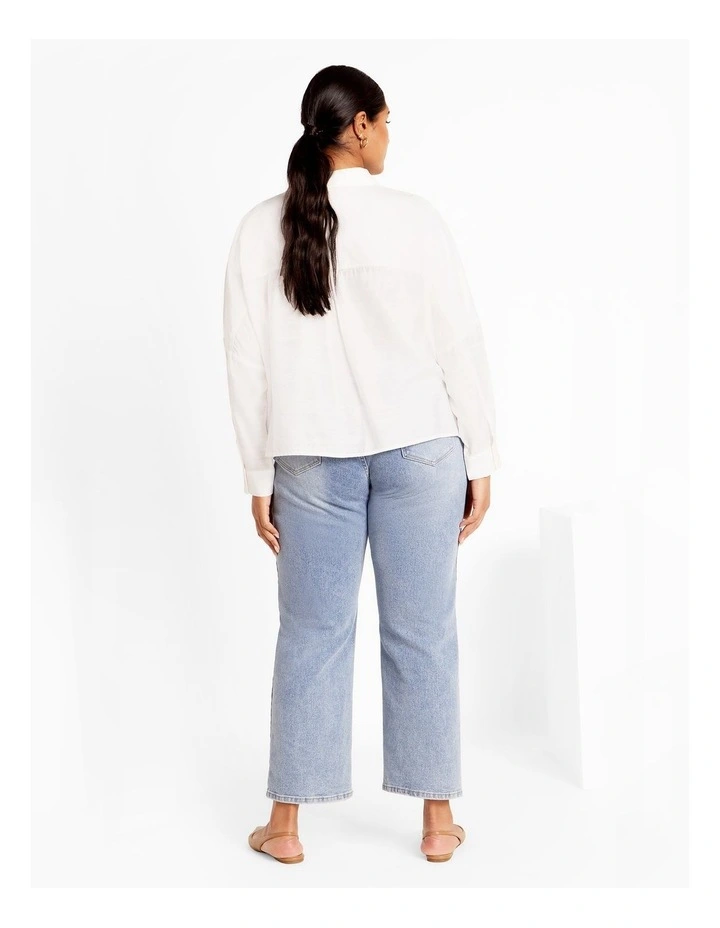 Crop Long Sleeve Shirt in Ivory image 2