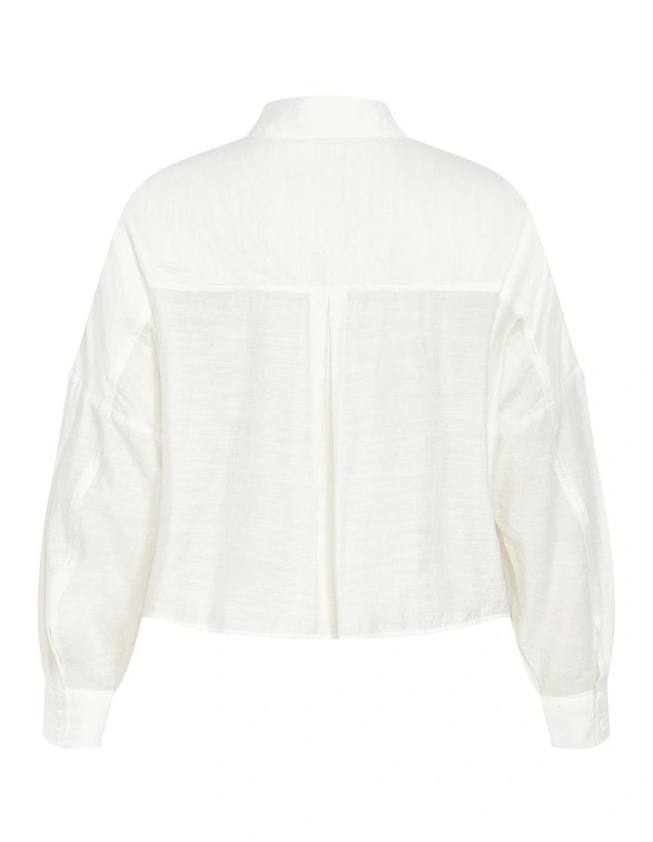 Crop Long Sleeve Shirt in Ivory image 4