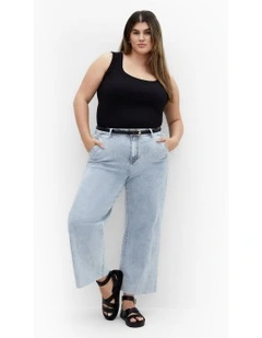 Harley Fit Avery Fray Wide Leg Jean in light wash