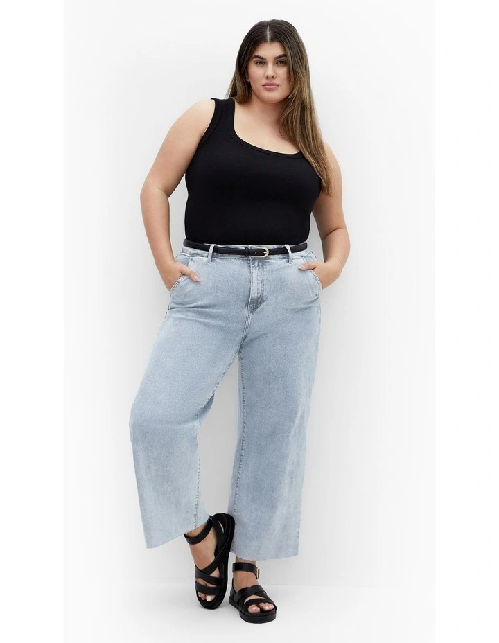 Harley Fit Avery Fray Wide Leg Jean in light wash image 1