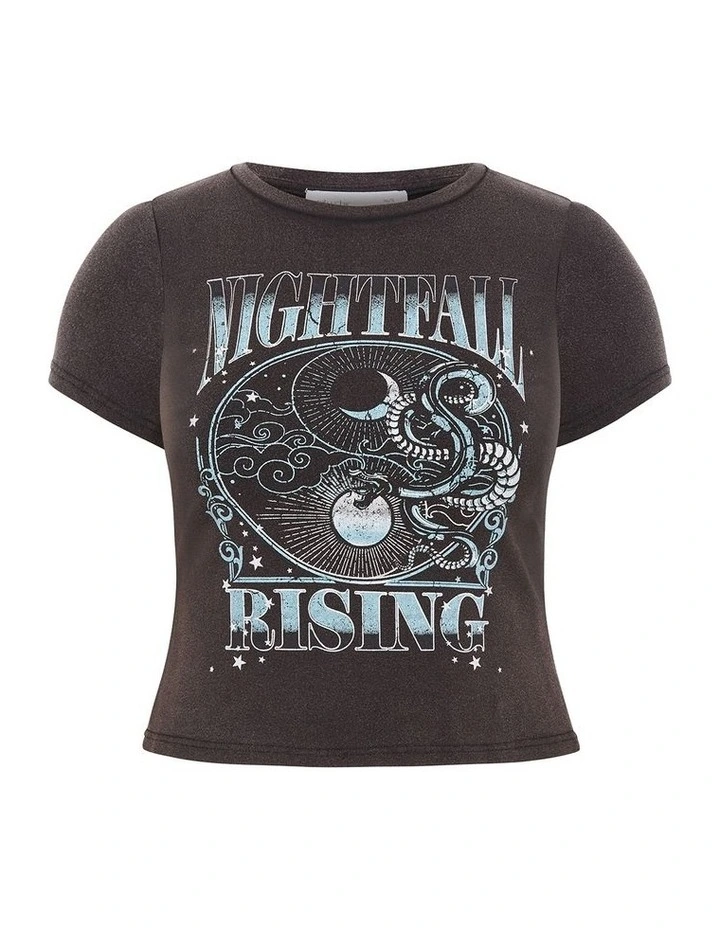 Micro Blue Nightfall Print Tee in grey wash image 3