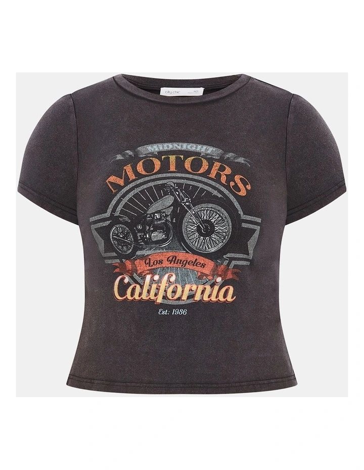 Micro Red LA Print Tee in Grey Wash image 3