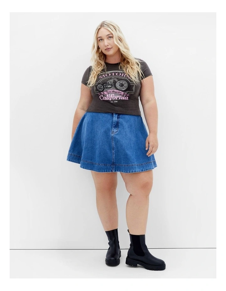 Micro Pink LA Print Tee in Grey Wash image 1