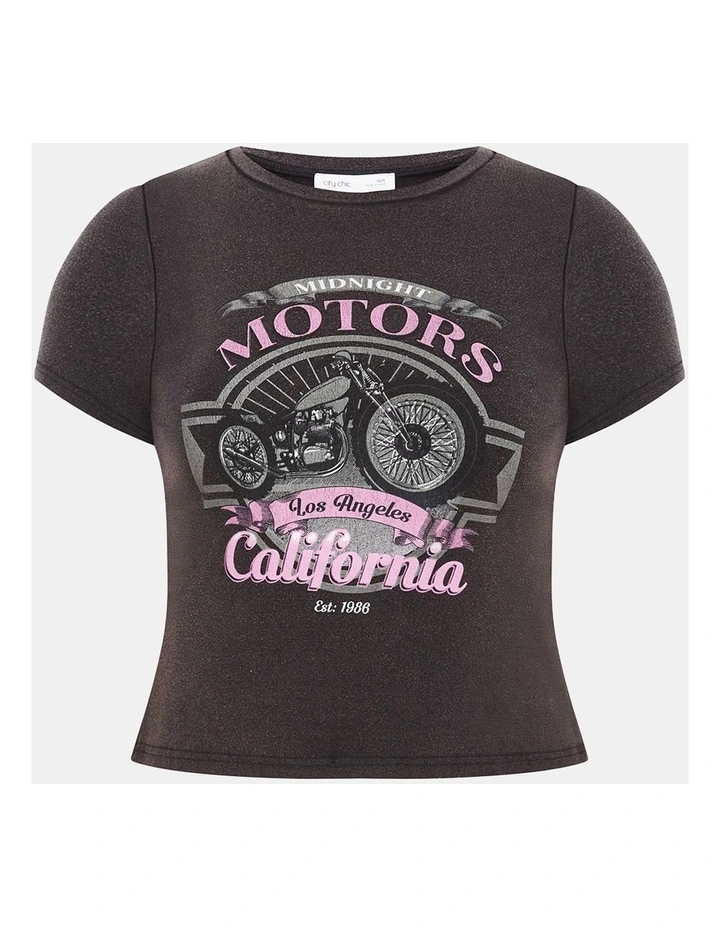 Micro Pink LA Print Tee in Grey Wash image 3