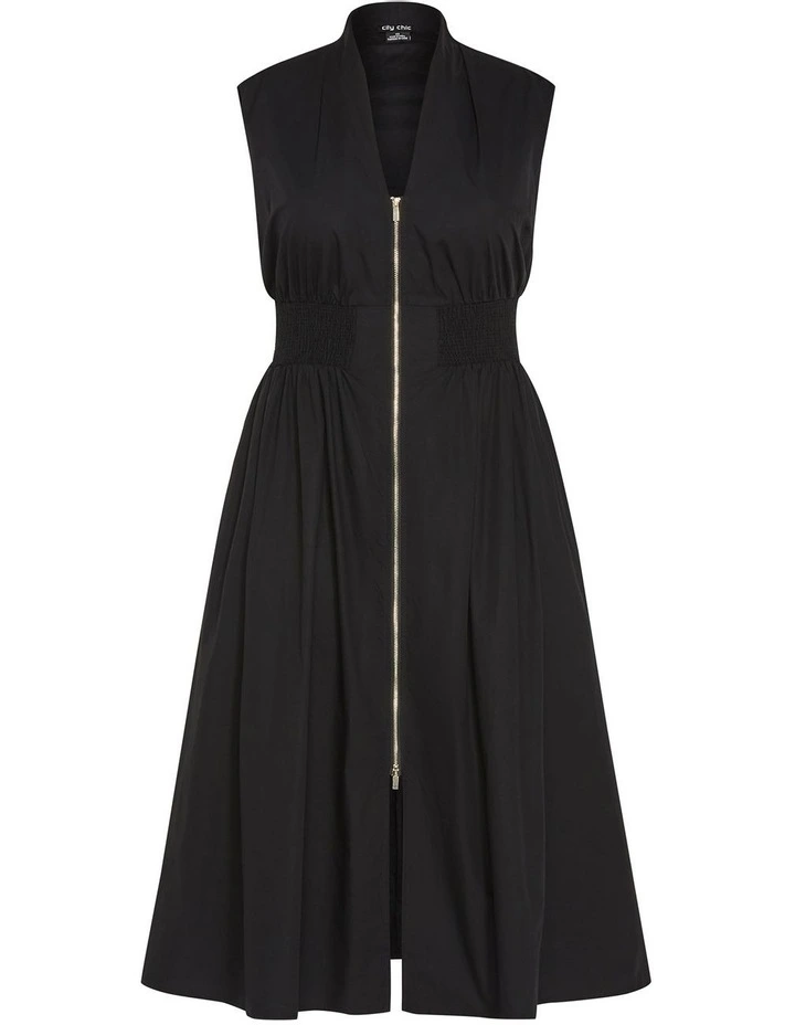 Cece Sleeveless Zip Dress in Black image 3