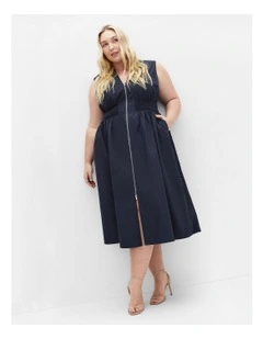 Cece Sleeveless Zip Dress in Navy