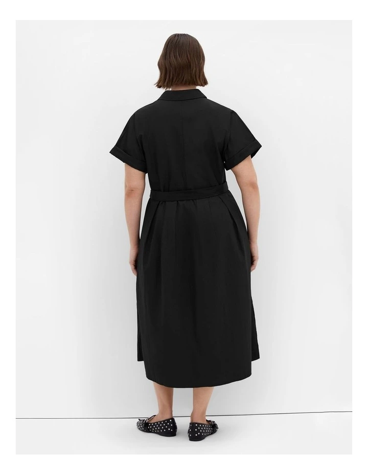 Elly Collared Shirt Dress in Black image 2