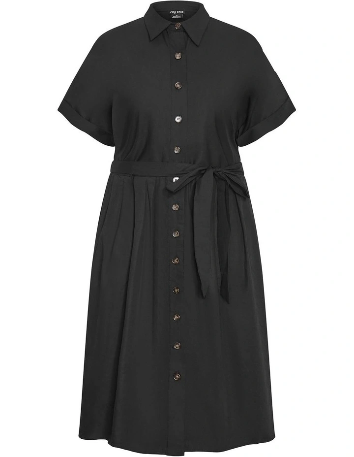Elly Collared Shirt Dress in Black image 4