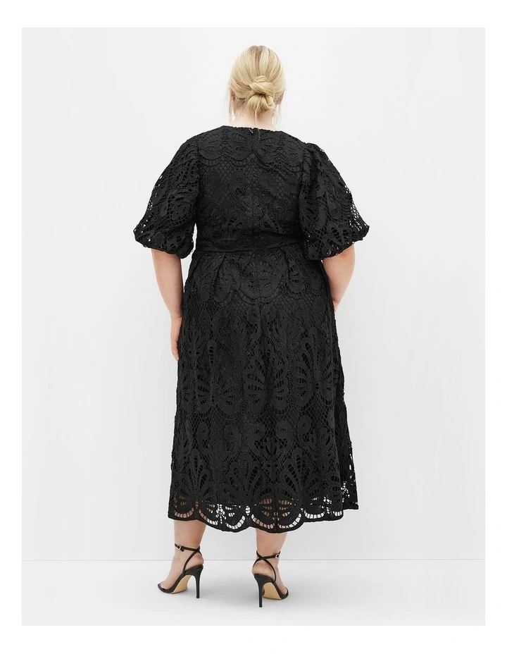 Kylee Embroidered Midi Dress in Black image 2