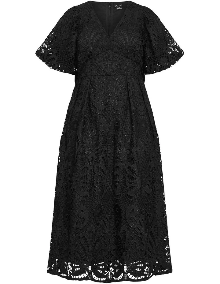 Kylee Embroidered Midi Dress in Black image 3