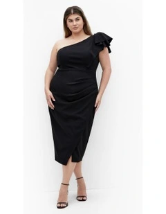 Milani One Shoulder Ruffle Dress in Black