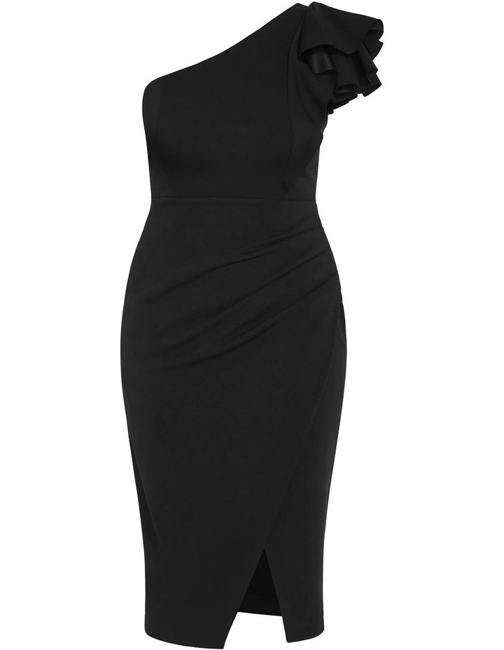 Milani One Shoulder Ruffle Dress in Black image 3