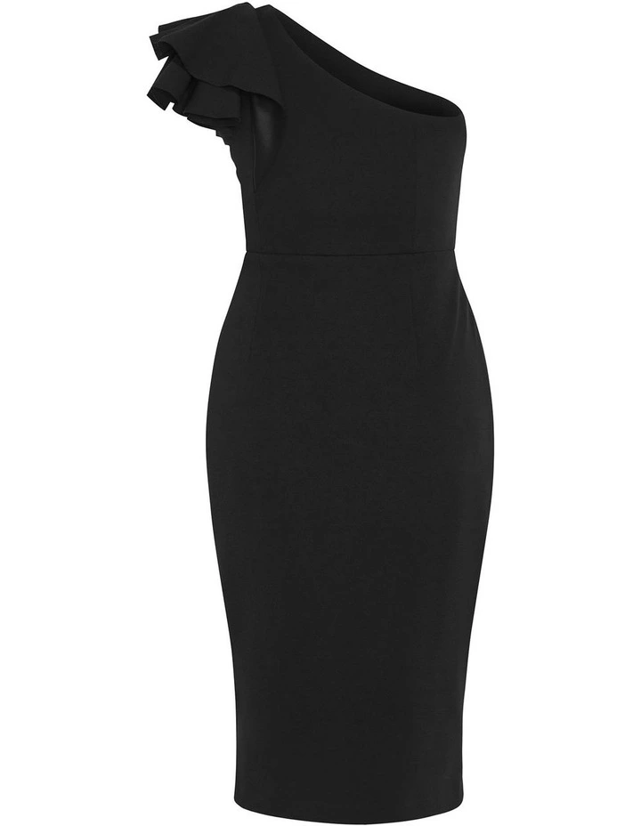 Milani One Shoulder Ruffle Dress in Black image 4