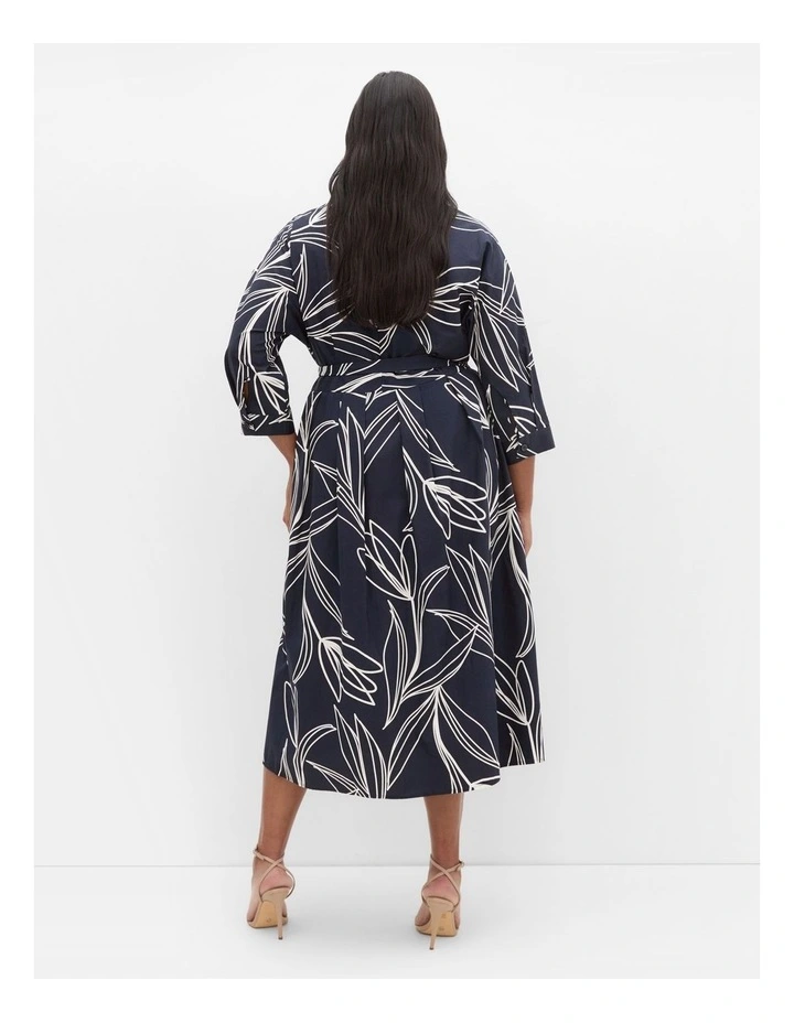 Angel Print Shirt Dress in Navy image 2