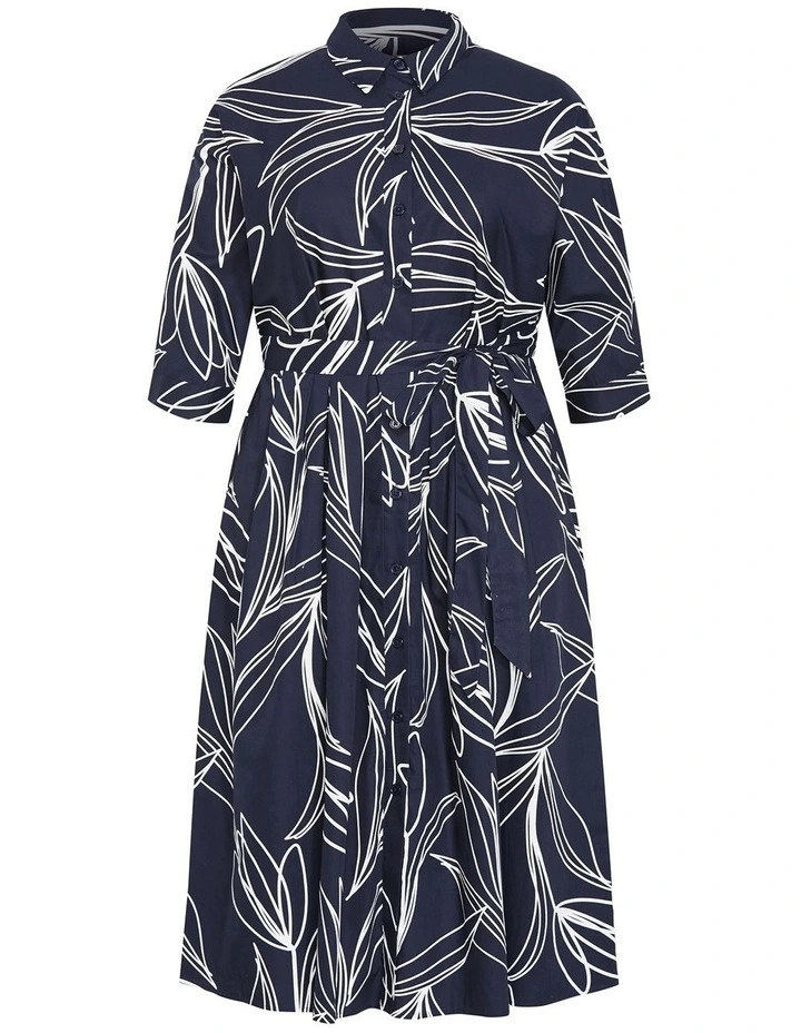 Angel Print Shirt Dress in Navy image 3