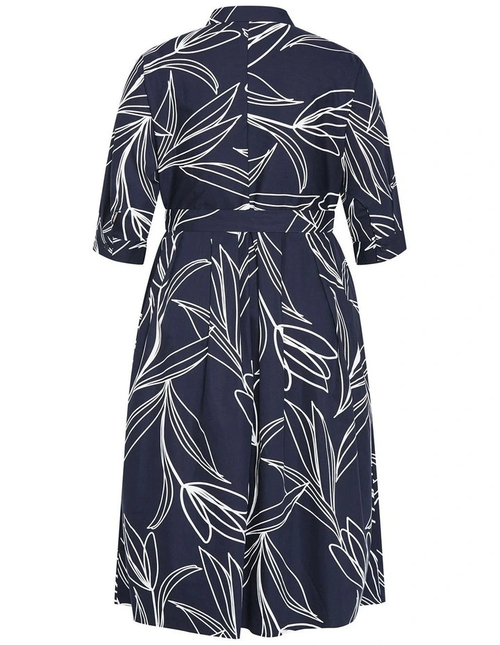 Angel Print Shirt Dress in Navy image 4