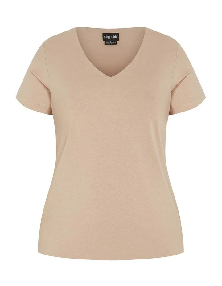 Anny V Neck Top in Stone image 3