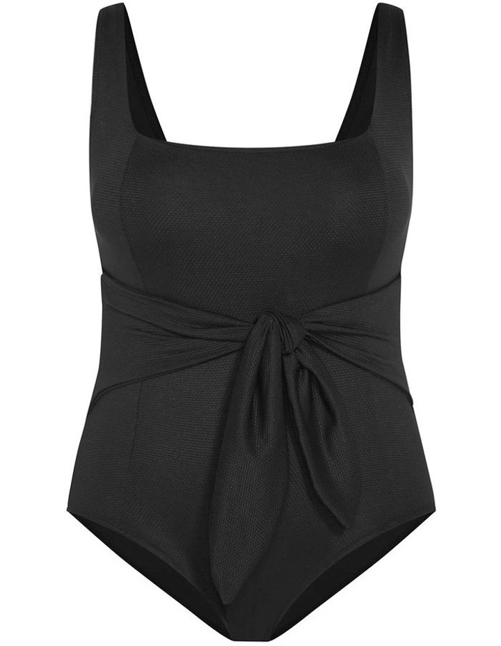 Sardinia Tie Front One Piece in Black image 3