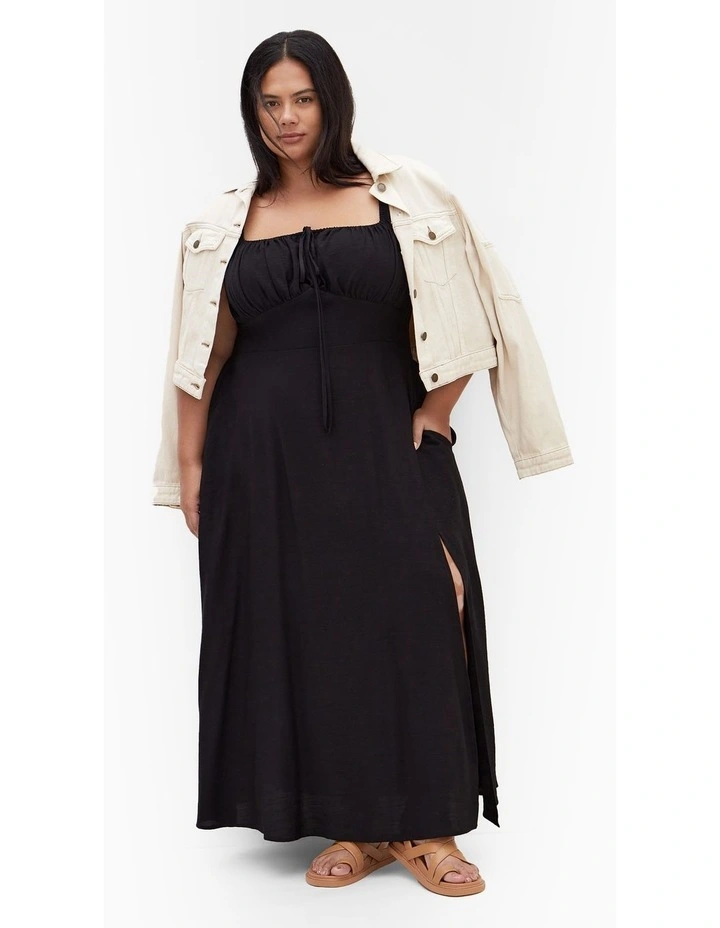 Abbigail Split Maxi Dress in Black image 3