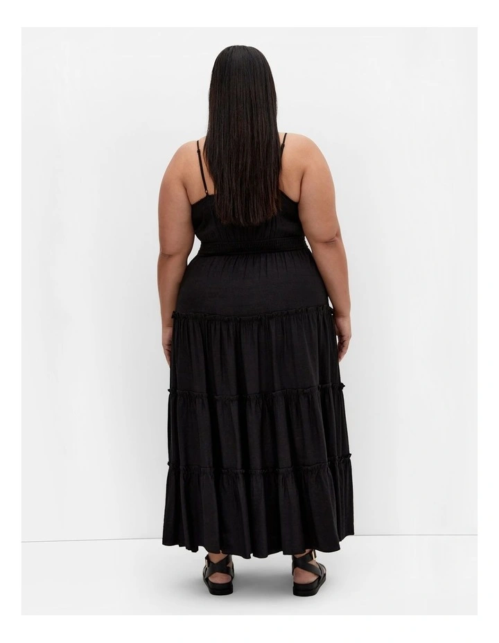 Aiza Crochet Tier Maxi Dress in Black image 2