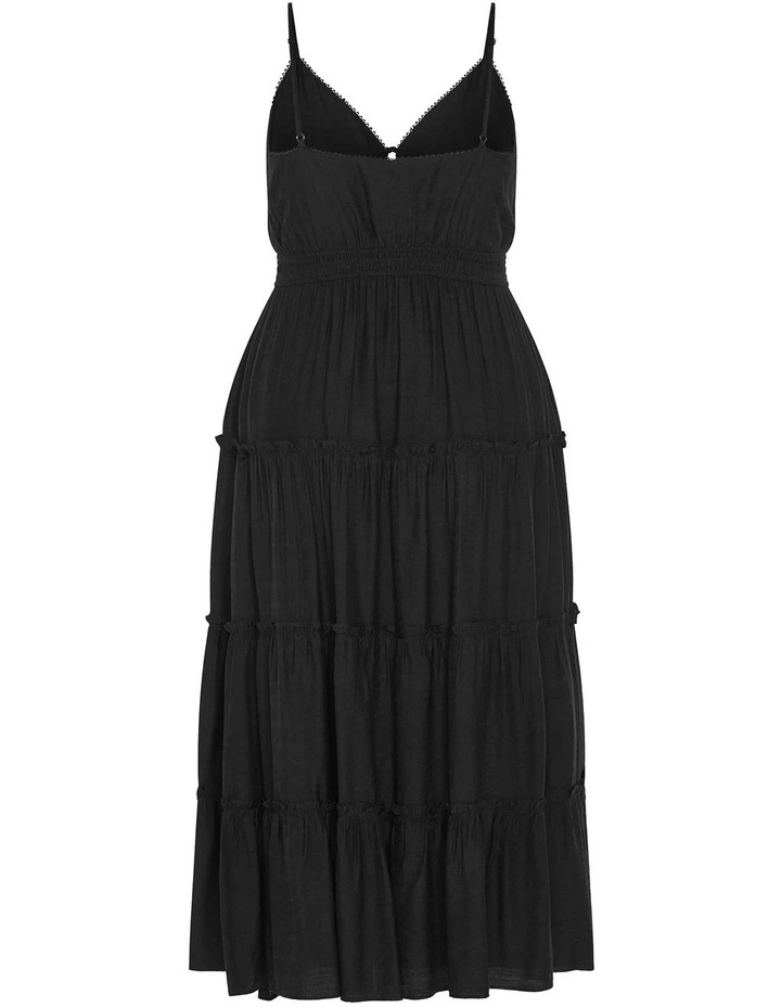 Aiza Crochet Tier Maxi Dress in Black image 4