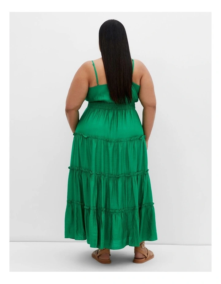 Aiza Crochet Tier Maxi Dress in Green image 2