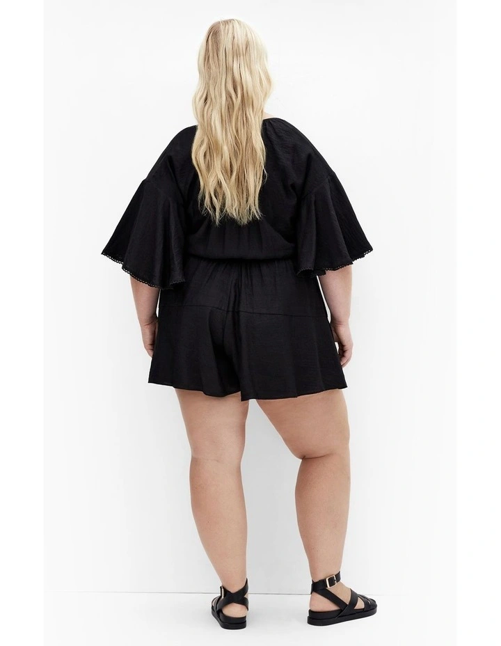 Harlow Lace Embroidered Playsuit in Black image 2