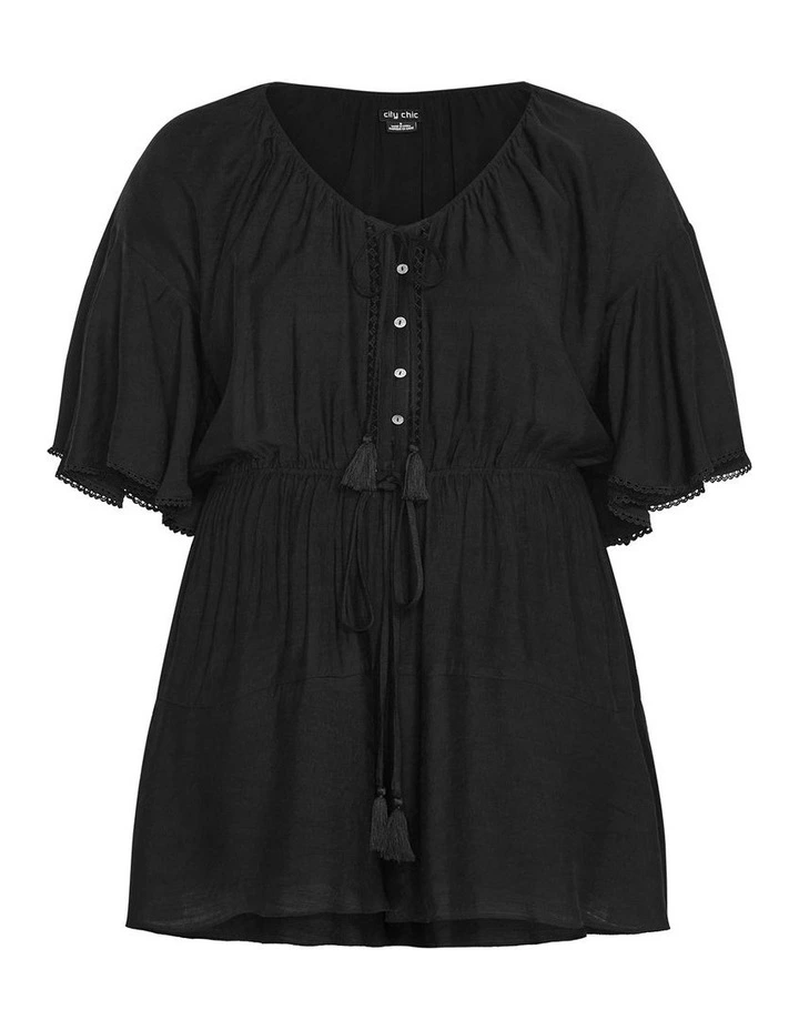 Harlow Lace Embroidered Playsuit in Black image 3