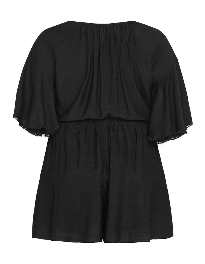 Harlow Lace Embroidered Playsuit in Black image 4