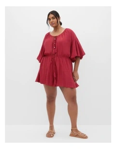 Harlow Lace Playsuit in Red