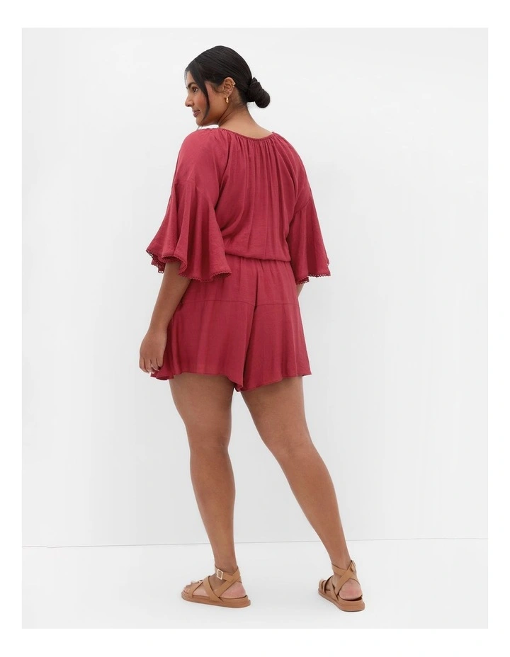 Harlow Lace Playsuit in Red image 2